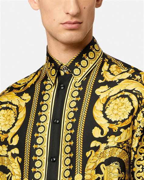 versace baroque shirt gold|barocco silk shirt.